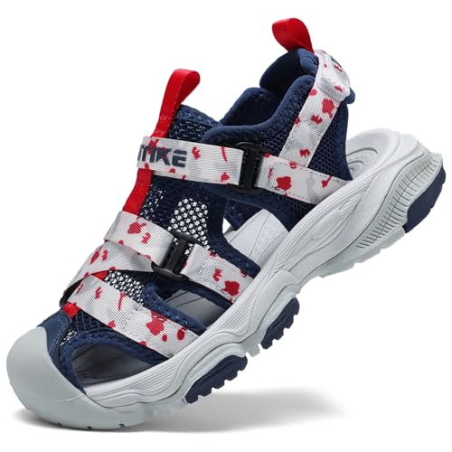 Image of JMFCHI Boys Girls Kids Closed Toe Sports Sandals Summer Water Shoes | Little /Big Kid,Comfortable lightweight,Non-slip soft sole,Hook-and-loop closure,Easy wear,Anti-collision toe,Daily casual