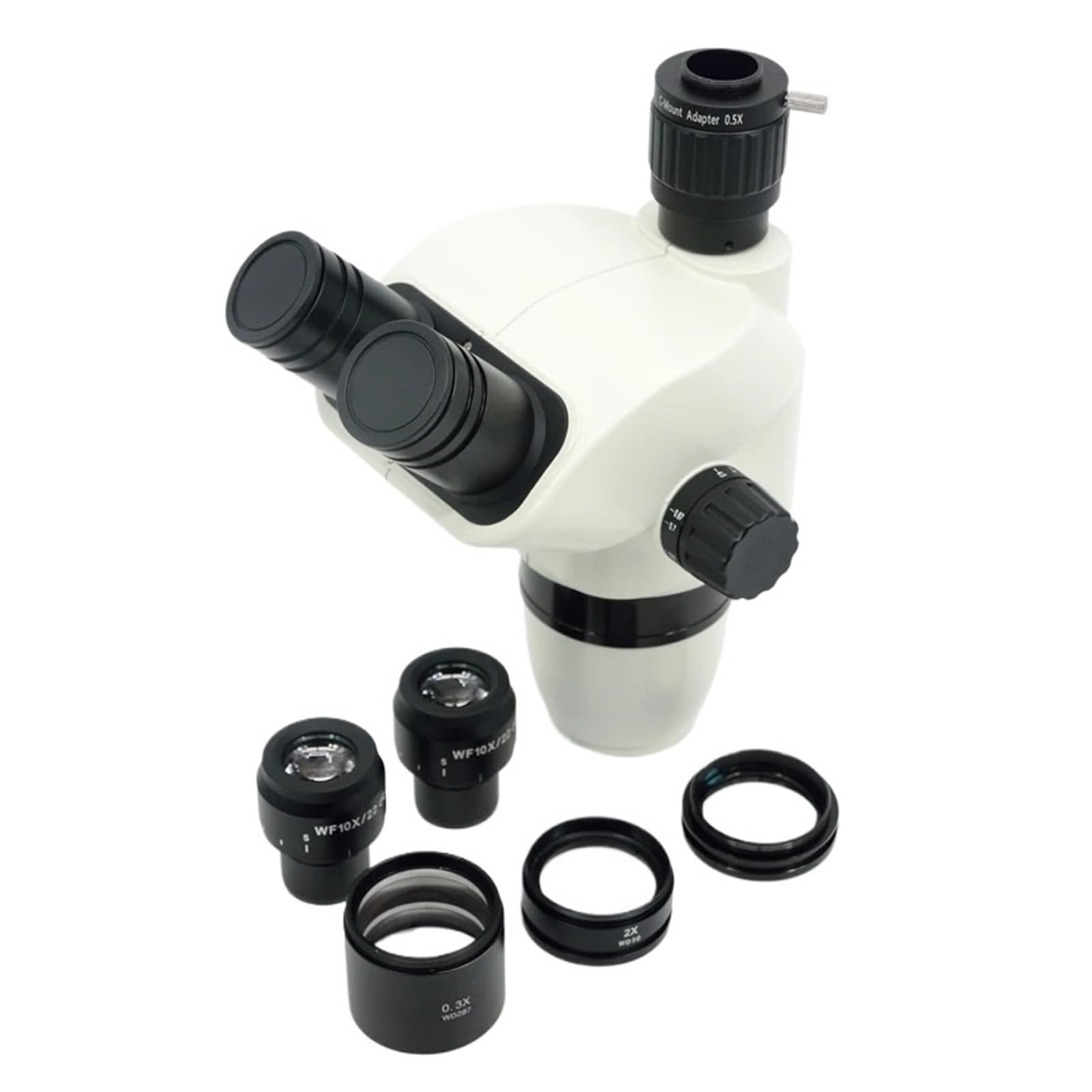 Testa for microscopio con zoom stereo trinoculare simul-focale 2X-90X