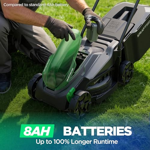 Image of 14 inch Cordless Lawn Mower, 20V Lightweight Push Mower with 8.0Ah Battery, Ultra-Quiet Motor for Small Yards, Lawn Care, Backyard Maintenance
