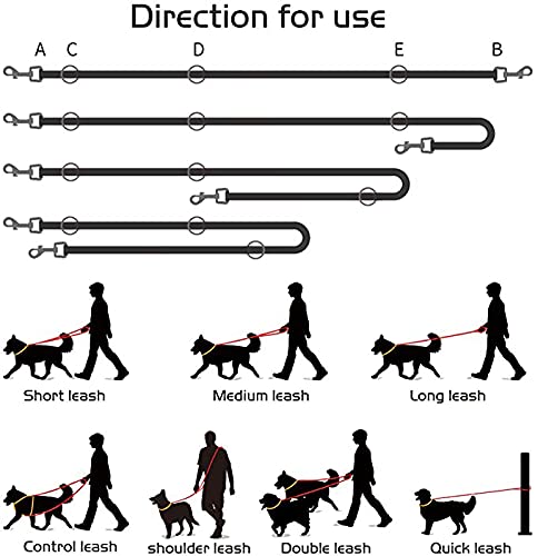 Multi-Function Hands Free Dog Rope Leash (7ft) - Strong Dog Training Leads, 1.4cm Thick Nylon Dog Lead [3 Adjustable Lengths] for Small Medium Large Dogs Service Walking Running - Thumbnail 5