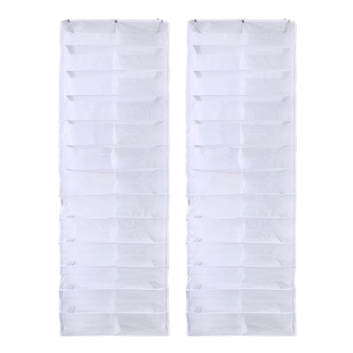 OUNONA 2 Piezas Organizador de Zapatos Colgador para Colgar Puerta, 26 Bolsillos, Pvc, Tela No Tejida y Metal, Blanco, Gran Capacidad, Montaje Rápido, para Zapatos y Zapatillas,