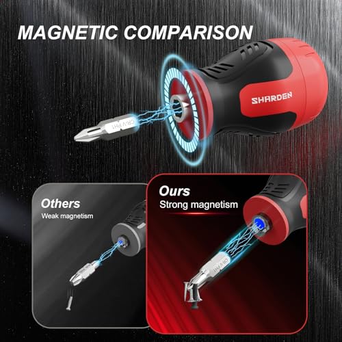Image of SHARDEN 8 in 1 Stubby Multi Screwdriver with 6 CRV Bits Phillips, Slotted, Torx, Small Short Screwdriver with Magnetic Tip Portable All in One Repair Tool Kit for Home DIY Tables, Doors, Chairs