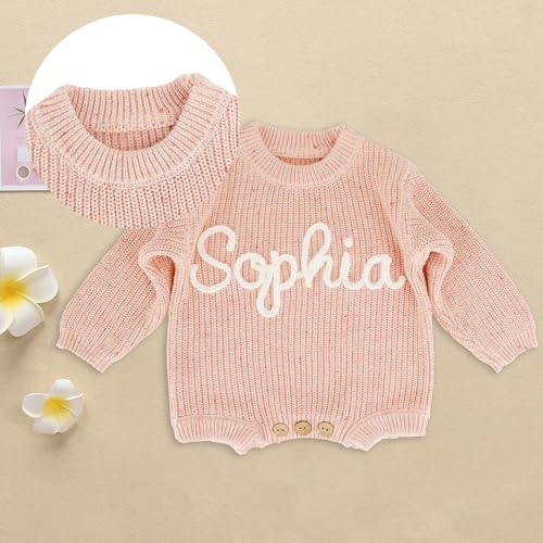 Personalized Baby Sweater Baby Name Sweater Baby Knit Sweater Romper Embroidered Sweater Baby Christmas Sweater for Girl Boy3