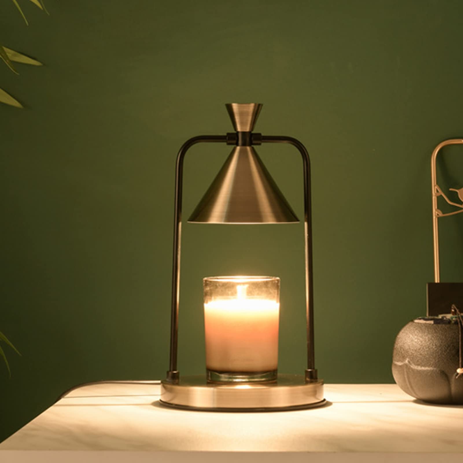 Kerzenwärmer Lampe, Duftlampe Elektrischer mit Timer & Dimmer, Duftkerze Duftlampe Elektrische Kerzenwärmer, Candle Warmer Lamp Vintage Dekoration für Haushalt & Wohnen, Geschenke für Mama (Bronze)