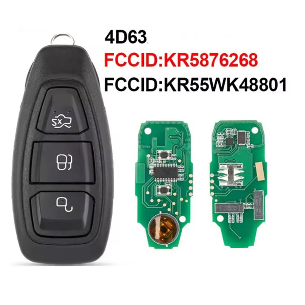 Guscio Chiave auto a distanza Controllo remoto telecomando radiocomando portachiavi Auto chiave remota per Ford Focus Fiesta C-Max Mondeo Ecosport Galaxy Kuga Smart Keyless 433MHz KR55WK48801