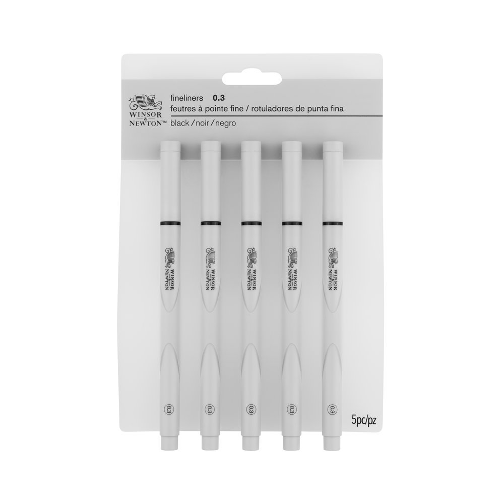 Stylo Fineliner Noir Winsor & Newton - Pointe 0.3 Mm, Encre Pigmentée Résistante à L'eau Et à La Lumière