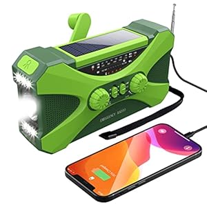 Laddup Crankradio, wereldontvanger, noodweerradio, draagbare noodradio voor Ourdoor noodgevallen, SOS-alarm, met led-zaklamp, leeslamp en 1000 mAh ingebouwde batterij