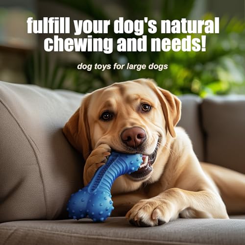 Image of Dog toys for Aggressive Chewers Rubber- This Large, Tough and Heavy Bone with Natural Bacon Flavor are Excellent Dog Chew Toys for Large Dogs to Care Their Teeth Dental, Relief Boredom, Blue