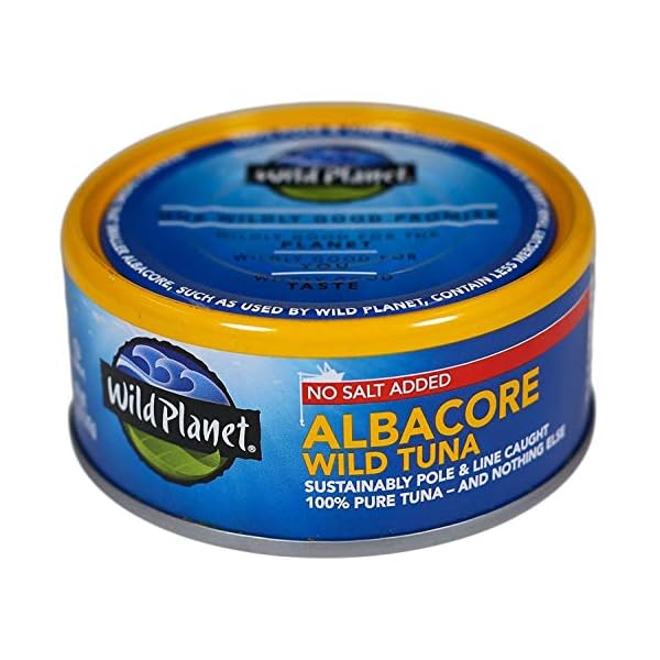 Wild Planet Wild Albacore Tuna, No Salt Added, Canned Tuna, Sustainably Wild-Caught, Non-GMO, Kosher 5 Ounce (Pack of 12)