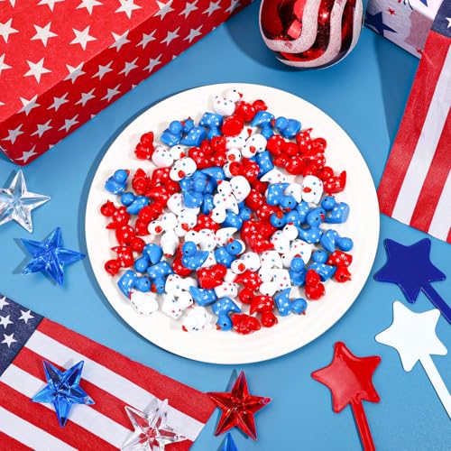 Image of JUNEBRUSHS 50 Pcs Patriotic Ducks Mini Resin Duck 4th of July Tiny Ducks Red White Blue Miniature Ornaments for Vase Filler Jewelry Making DIY Crafts Party Gifts Decorations