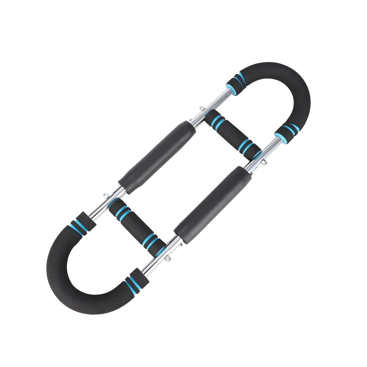spring-loaded u-shaped arm exerciser soft-padded adjustable resistance exerciser 30 to 50 kg u-shape exerciser metal frame, black blue