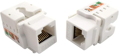 Miniatura 7 de OZXNO - Placa de pared Ethernet RJ45 CAT.6, paquete de 1 placa frontal de acoplador en línea de conector Keystone de red Cat6 con conector de módulo