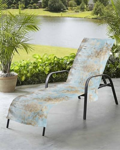 Beach Pool Patio Lounge Chaise Chair Cover Towel with Pockets,Brown Tree Absorbent & Quick Dry Microfiber Towel Cover Bag Summer Travel Accessories Aqua Forest Shabby Chic Abstract Natural Painting