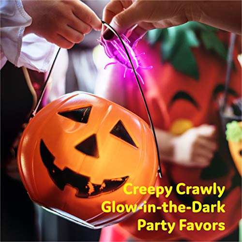 PartySticks Glow Critters 50pk Glow in The Dark Bug Toys and Glow Sticks - 2.5 Inch Fake Bugs Party Favors, Glow in The Dark Halloween Party Decorations with 16 Fake Bugs and 34 Mini Glow Sticks