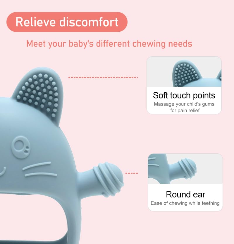 Miniatura 5 de Mordedor de silicona para bebés, paquete de 2 unidades, suave y flexible, juguetes de dentición de fácil agarre para bebés y niños pequeños, sin