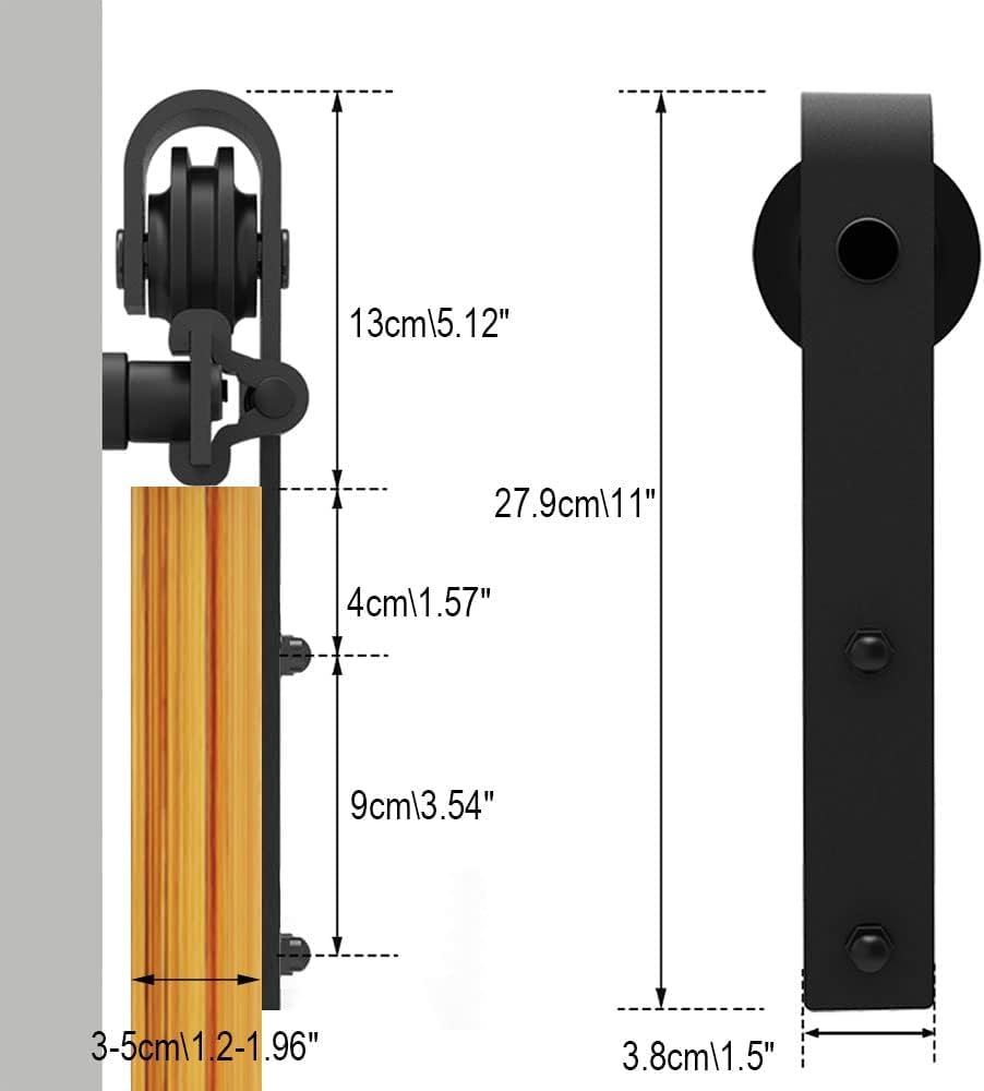 CCJH 6FT/183cm Bypass Schuifdeuren Schuur Deur Hardware Track Kit J Vorm Hanger Set, voor Dubbele Houten Deuren Gebruik, Enkele Track CCJH 6FT/183cm Bypass Schuifdeuren Schuur Deur Hardware Track Kit J Vorm Hanger Set, voor Dubbele Houten Deuren Gebruik, Enkele Track