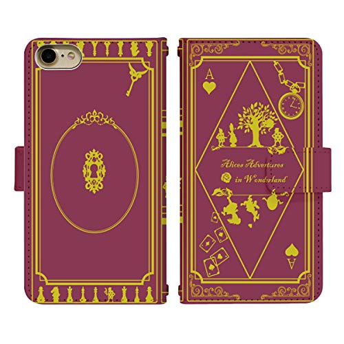 iPhone15 用 ケース ベルトあり 手帳型 カバー スマホケース スマホカバー di031(A) 童話 アリス フェアリーテイル 洋書 手帳型ケース 手帳型カバー 手帳型スマホケース