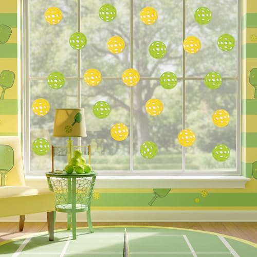 Image of Glitter Pickleball Cutouts - 100Pcs Green Yellow Sport Ball Bulletin DIY Paper Cuts Party Decoration Pickleball Shaped Glitter Paper Cutouts for Sport Party Supplies Birthday Classroom Wall Decor
