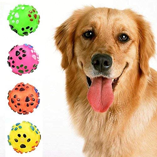 PSK PET MART Pet Dog Paw Print Ball Toy Sound Squeaky Squeaker Dog Cat Chew Interactive Ball Squeak Playing Toy(1pcs) (B091MZJ4C8) Amazon Price History, Amazon Price Tracker