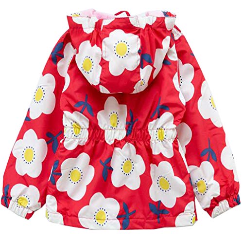 Boys & Girls Hooded Floral Waterproof Rain Jacket Fleece Lined Windbreaker Coat2