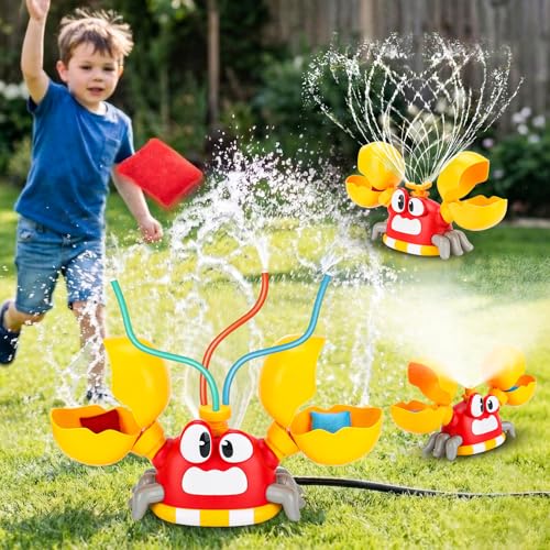 Image of Water Sprinkler for Kids, Summer Outside Water Toys Attached to Garden Hose with 3 Spray Patterns & 4 Bean Bags for Toss Game, Kids Sprinklers for Yard Lawn Pool Games for Age 4-12 Yr Old Boys Girls