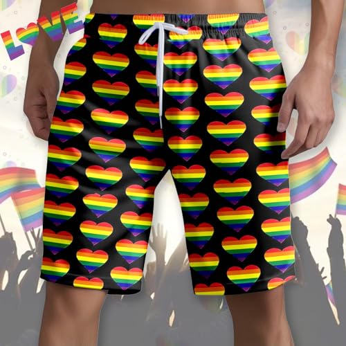 Pride Shorts for Men Drawstring Elastic Waist Rainbow LGBTQ Swim Trunks Quick Dry Beach Shorts Pocketed Gay Swimwear2