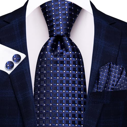 Image of Hi-Tie Mens Paisley Floral Striped Ties Set Silk Necktie and Lapel Pin for Men Pocket Square Cufflinks Set Business Wedding