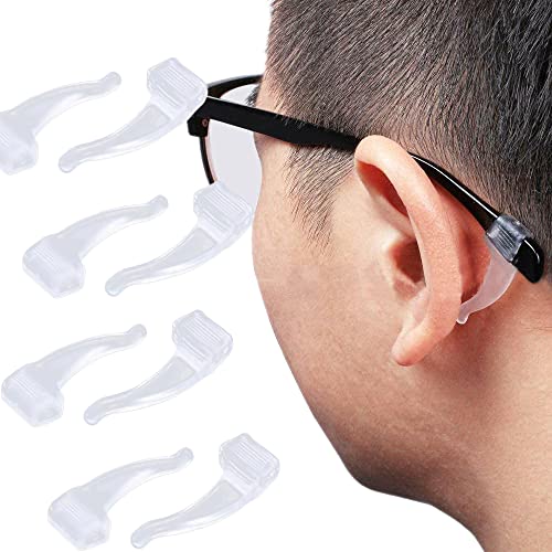 Silikon Ohrbügelhaken,20 Paar Brillenhalter Silikon Überzüge,Weiche Silikon Brillenbügelspitze Brillen Antirutsch Ohr Pads Brillenersatzzubehör für Brillenbeine Brille Sonnenbrillen,Transparent Cover