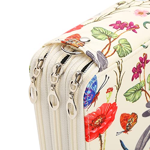Image of 72 Slots Pencil Case Organizer w /Removal Handle Strap | 3-Layer Zipped Pencils Box Large for Colored Pencils Watercolor Pencils for Office and Travel for Artist