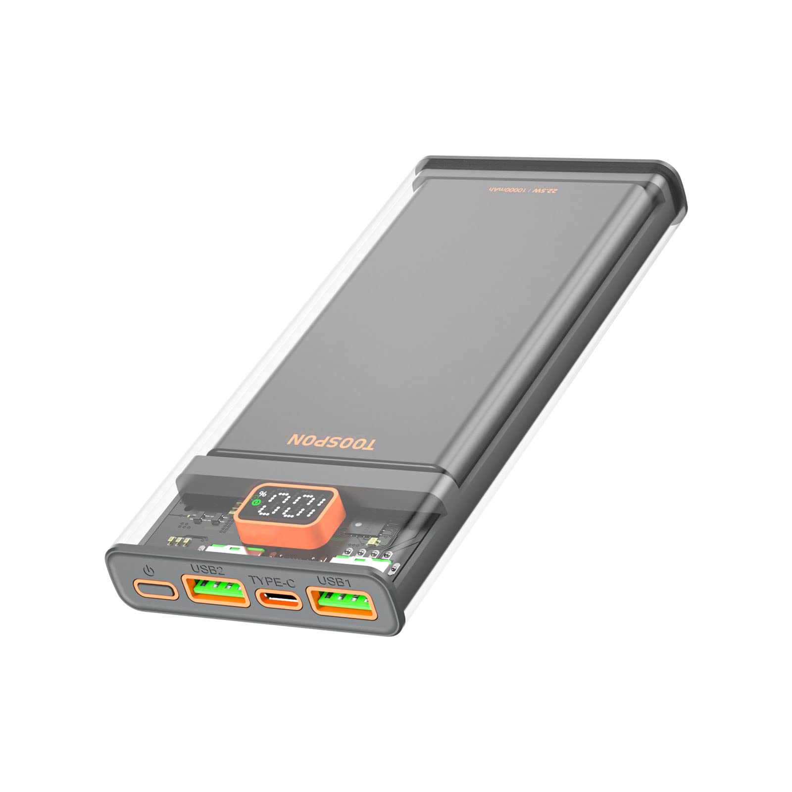 Power banks 10000mAh, QC 3.0 22.5W External Battery Transparent PD 20W fast charging Portable Charger Digital Display Compatible iPhones,Camera,Samsung etc. (10000mAh)