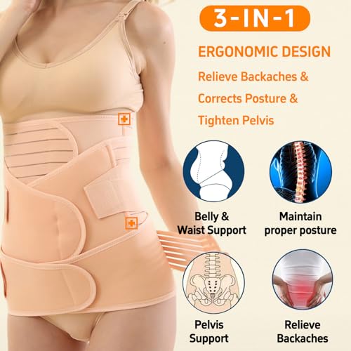 3 in 1 Postpartum Belly Band Post Partum for Women Abdominal Binder Surgery C Section Recovery Stomach Belly Wrap Belt4