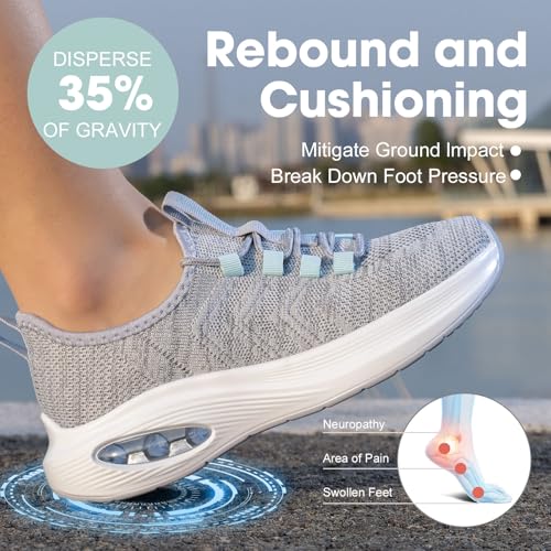 Image of Wide Toe Box Shoes Women Extra Wide Width Sneakers Air Cushion Road Running Shoes Ultra Light Tennis Gym Workout Training Shoes Breathable Walking Shoes with Arch Support