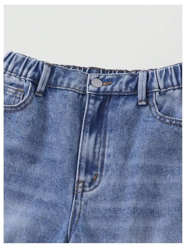 Girl's Y2k Ripped Baggy Jeans Distressed Elastic Waist Straight Leg Denim Pants with Pockets3