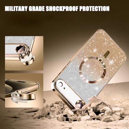 Image of Misscase for iPhone Air Case Compatible with MagSafe,Built-in Camera Lens Protector Full Protection Soft TPU Anti-Scratch Magnetic Glitter Slim Case Cover for iPhone 17 Air 6.5 inch Gold