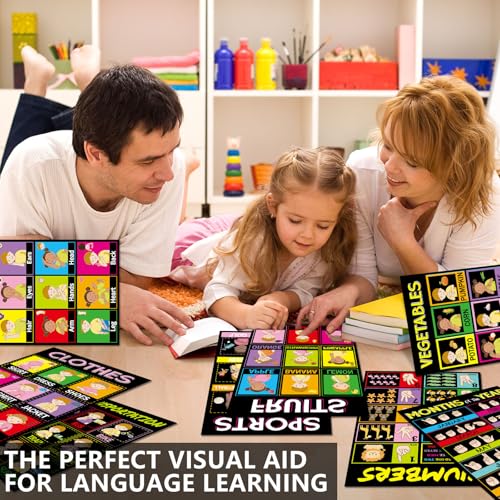 Image of gisgfim 18 Pieces ASL Poster America Sign Language Poster ASL Study Charts for Classroom Education Posters Sign Language for Primary School Toddlers Kids Students Classroom Decor (Black)