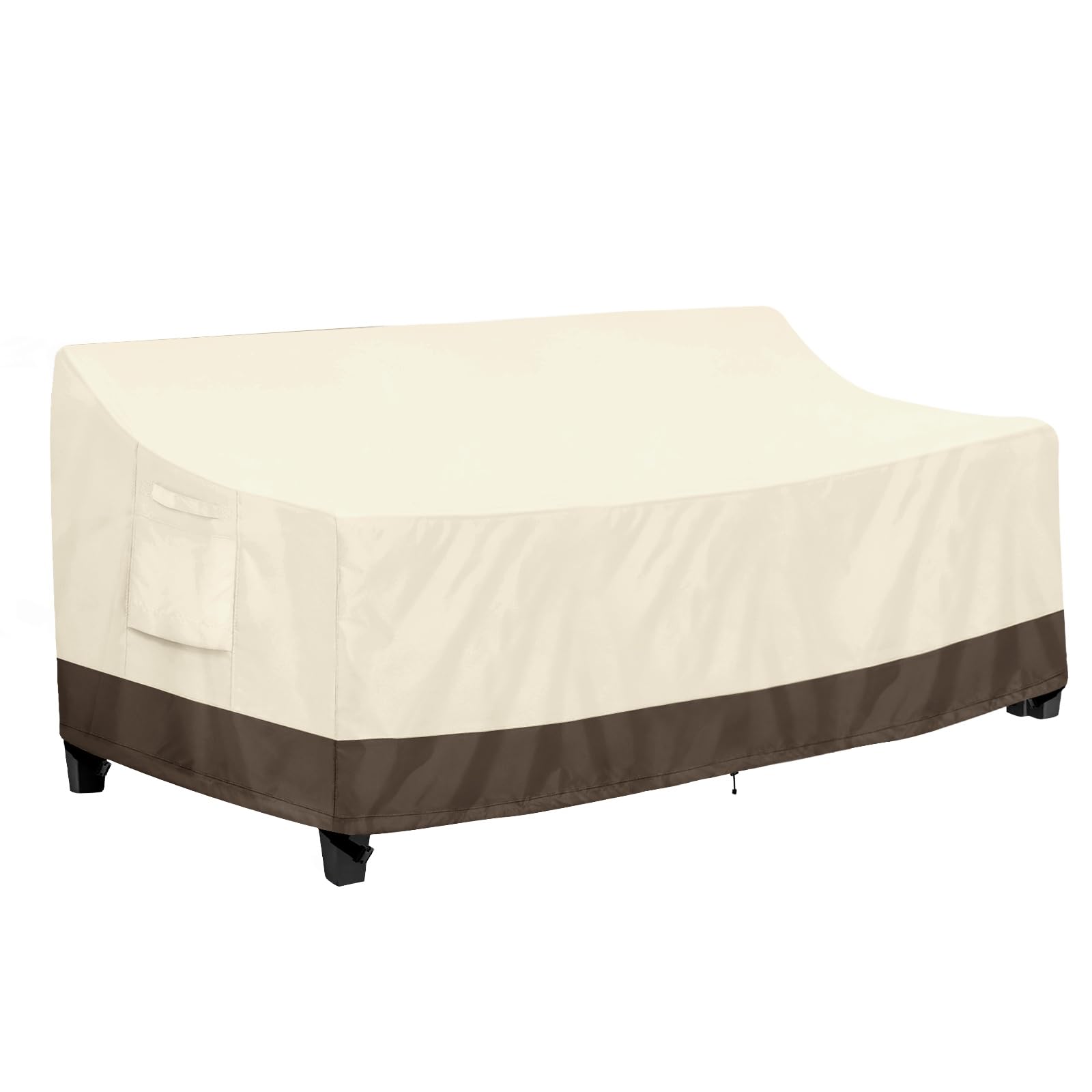 PureFit Outdoor Couch Cover Waterproof Patio Sofa Furniture Covers, 4-Seater Outdoor Cover with Air Vent and Handles, 104W x 40D x 35H Inches, Beige/