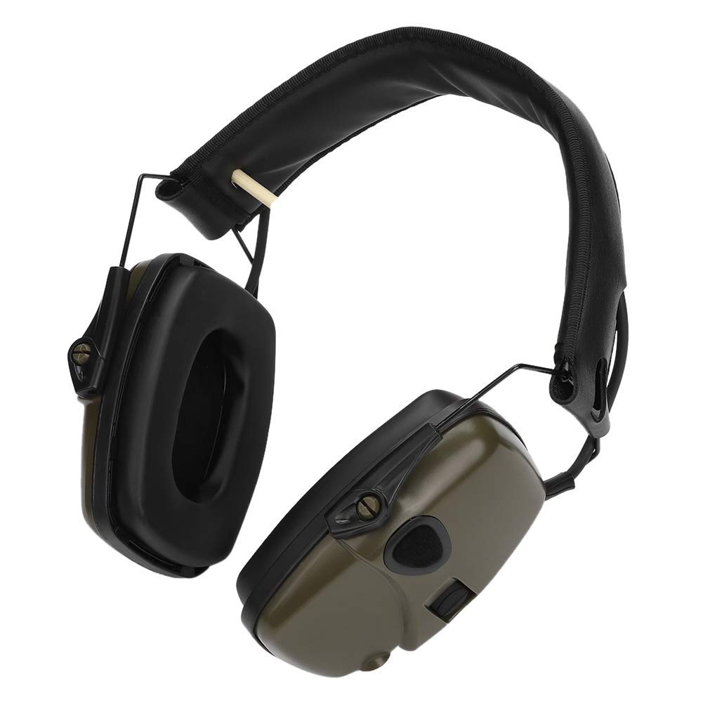 Casco Tiro Electrónico Protector Auditivo Auriculares de Caza Plegables Cancelación de Ruido 350Horas Batería Verde