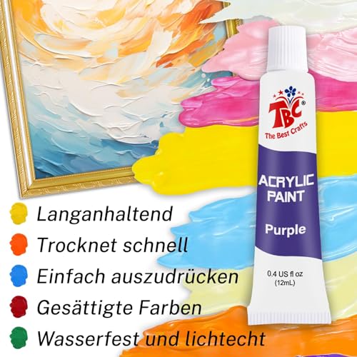 Image of 24 Colors(9.5ml /Tube) Acrylic Paints for Artists(22 Basic & 2 Metallic Colours), Ideal Acrylic Art Set for Canvas, Wood, Rock Painting, School /Classroom Art Supplies Essentials for Kids & Adults