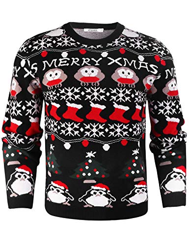 iClosam Maglione Natalizio Unisex Donna Uomo Invernale Stampare Cotone Ugly Sweater Pullover...