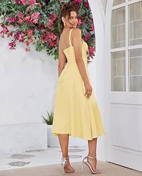 Ternlm Spaghtti Straps Milkmaid Dress Midi Dress Satin
