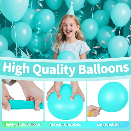 Image of 200pcs Teal Blue Balloons 5 Inch, Small Mini Latex Balloons for Party Birthday Baby Shower Anniversary Festival Arch Garland Decoration