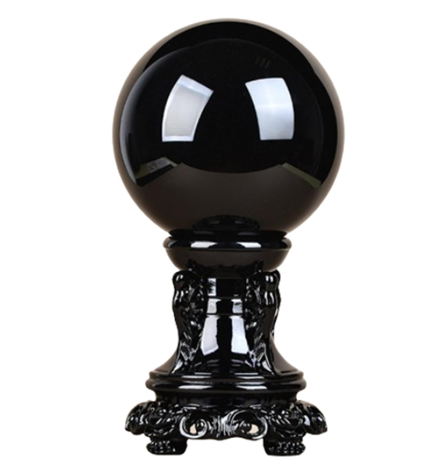BJXKHFPIV Obsidian Ball Obsidian Ball Black Decorative Ball with Stand Home Display Sphere for Divination Photography Decor,6cm/2.4in