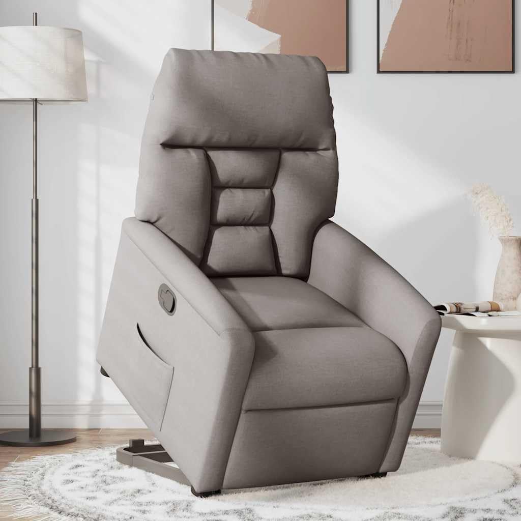 Elektrischer Relaxsessel mit Aufstehhilfe, Taupe, 72×90×99 cm, Polyester, Liegefunktion, Seniorengerecht