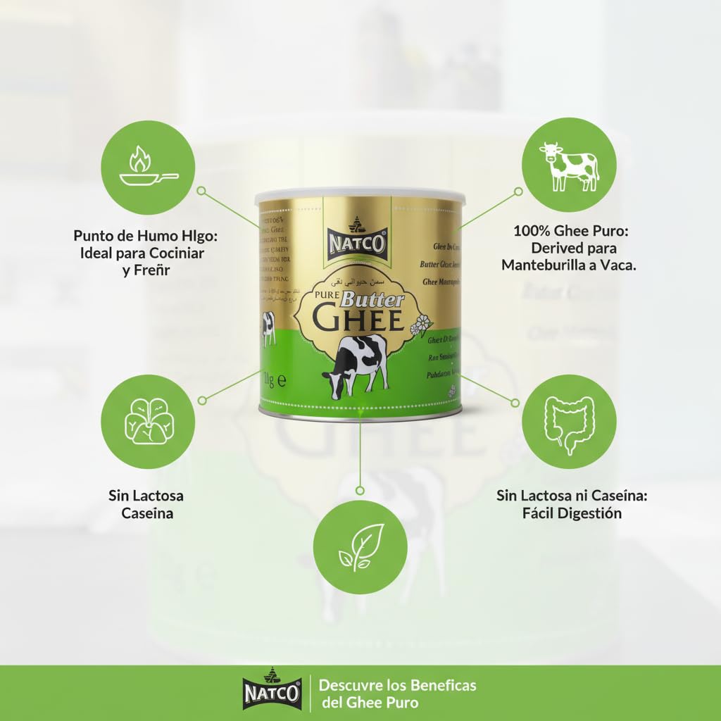 Natco Pure Butter Ghee Mantequilla Clarificada 2kg 100% Natural Sin Aditivos