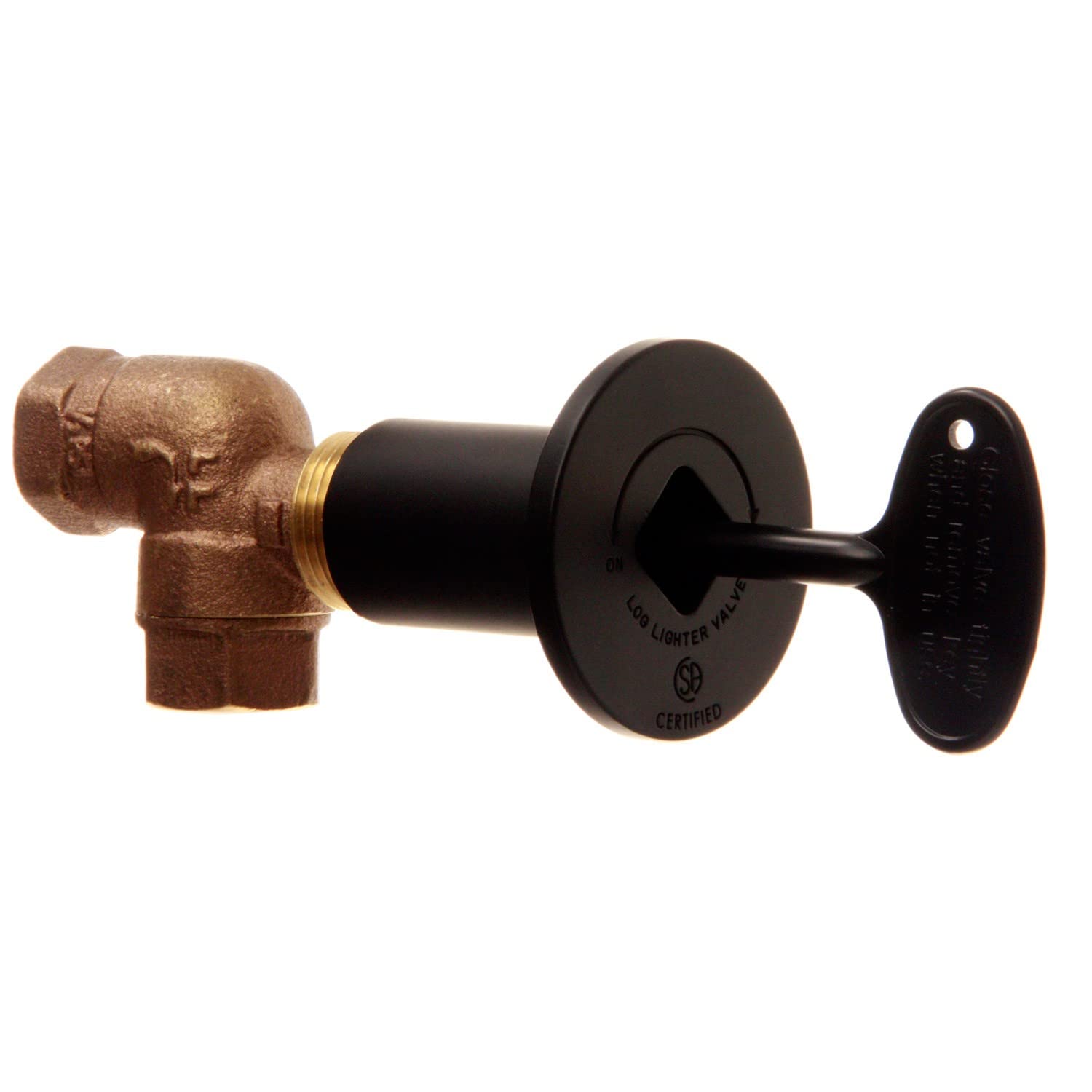 Hearth Products Controls HPC Fire 1/2-Inch Angled Gas Fire Pit Shut Off Valve Kit (MAFB), Flat Black Flange and Key