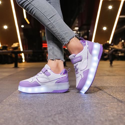 YUNICUS Kids LED Light up Shoes Wheel Shoes USB Charging Roller Skate Shoes Sneakers Girls Boys Kids Best Gift for Birthday Halloween Christmas4