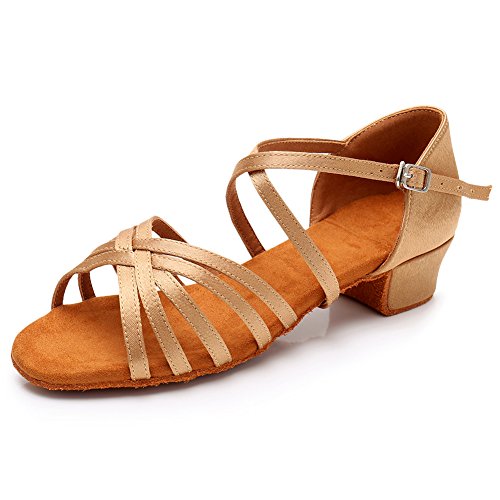 YKXLM Women's Satin Latin Dance Shoes Ballroom Salsa Tango Professional Performance Practice Dancing Shoes, Model WH1202