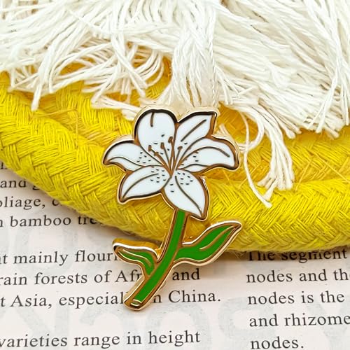 White Lily Flower Pin - Flower Series - Enamel Lapel Pin - Plated Badge for Clothing, Bags, and Lanyards3