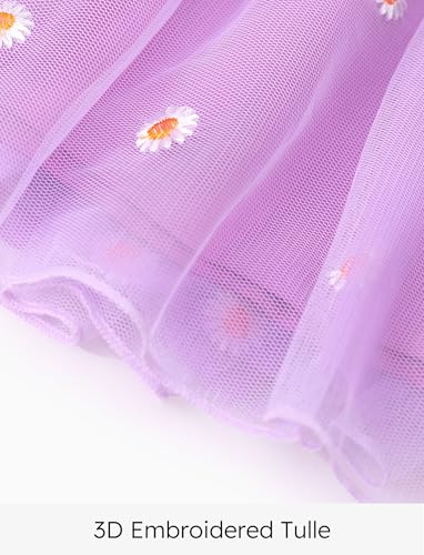 Disney Princess Toddler Girl Dress Floral Tulle With Embroidery Long Sleeve Clothes A Line Casual Double-Layer Fall Dresses Purple 5-6 Years thumb #4