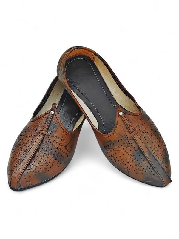 Image of Arrow Men's Ethnic Mojari Premium Handmade Traditional Footwear Laser Cuts